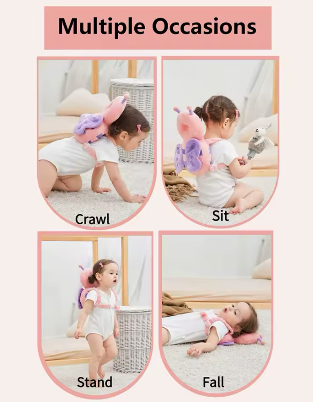 Vista 4 de COJIN PROTECTOR CABEZA BEBE ALMOHADILLA - COLOR: MARIPOSA